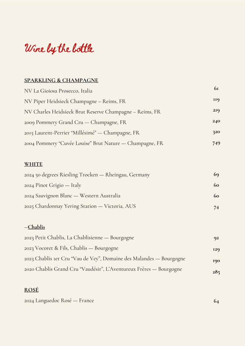 Menu, Lucien - Wine Bar