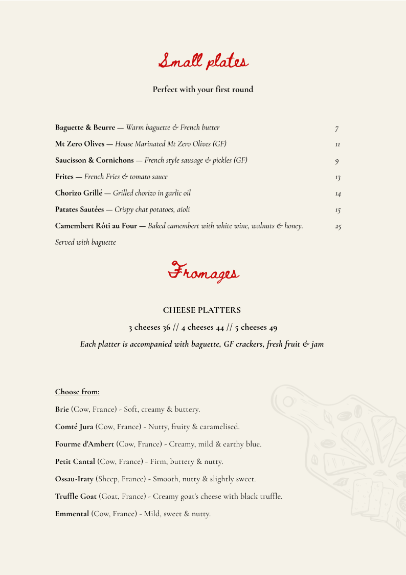 Menu, Lucien - Wine Bar