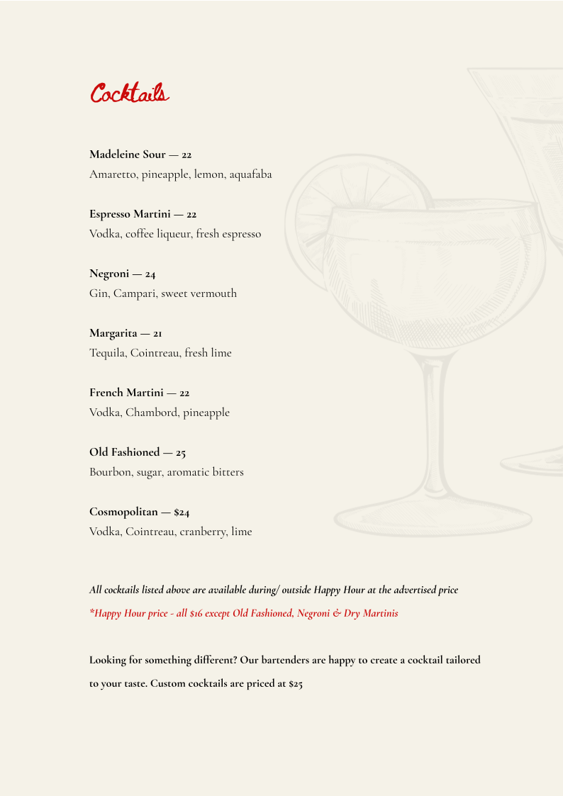 Menu, Lucien - Wine Bar
