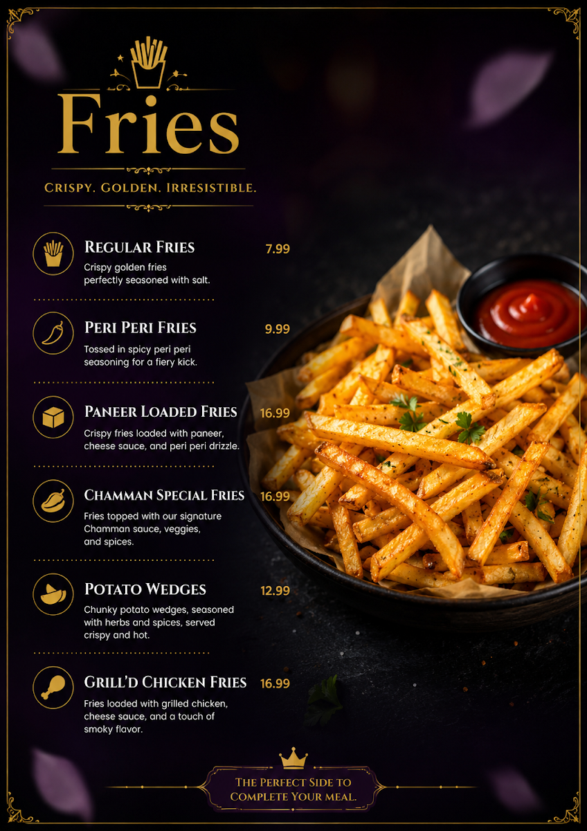 Menu, Chamman Restaurant & shisha cafe