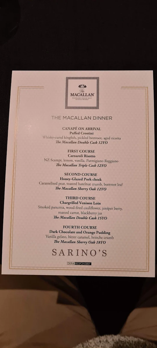 Menu, Sarino's