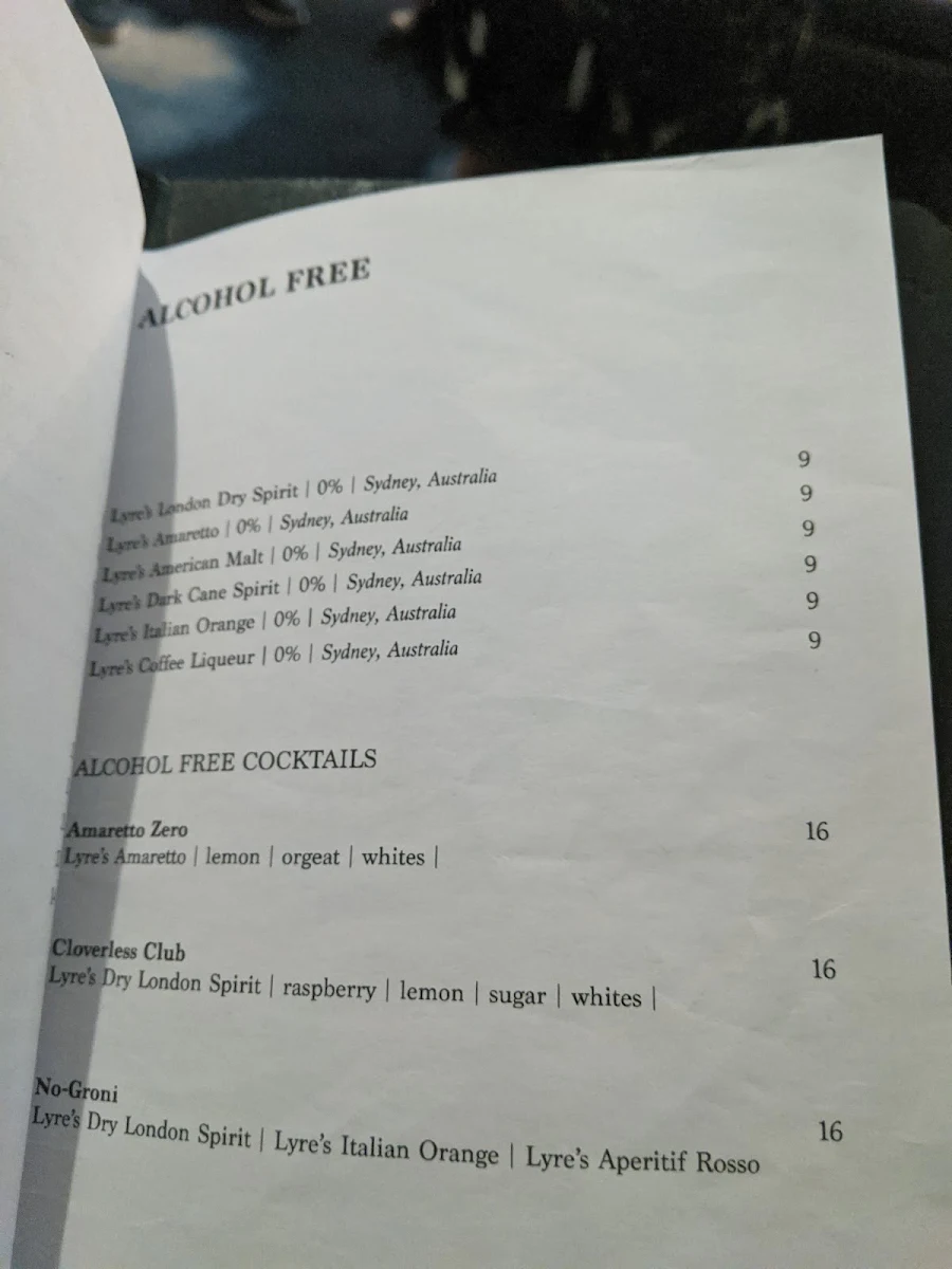 Menu, Sarino's