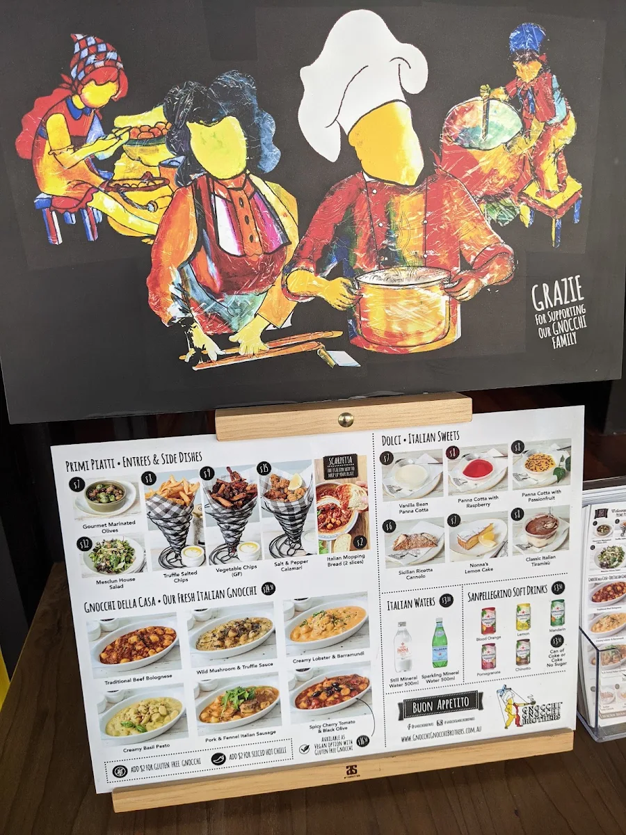 Menu, Gnocchi Gnocchi Brothers, Newtown