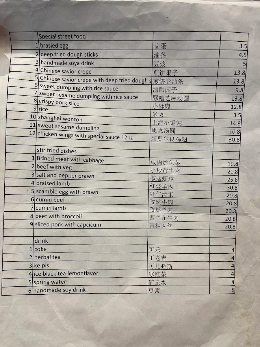 Menu, Ming Fu Chinese Restaurant 明福家常小炒 (Panda Fu)