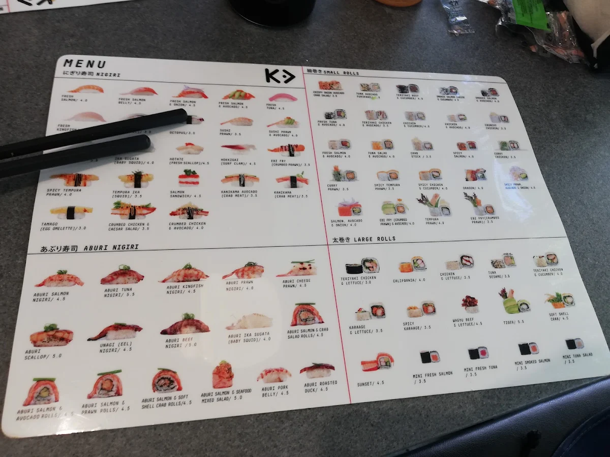 Menu, Kintaro Sushi