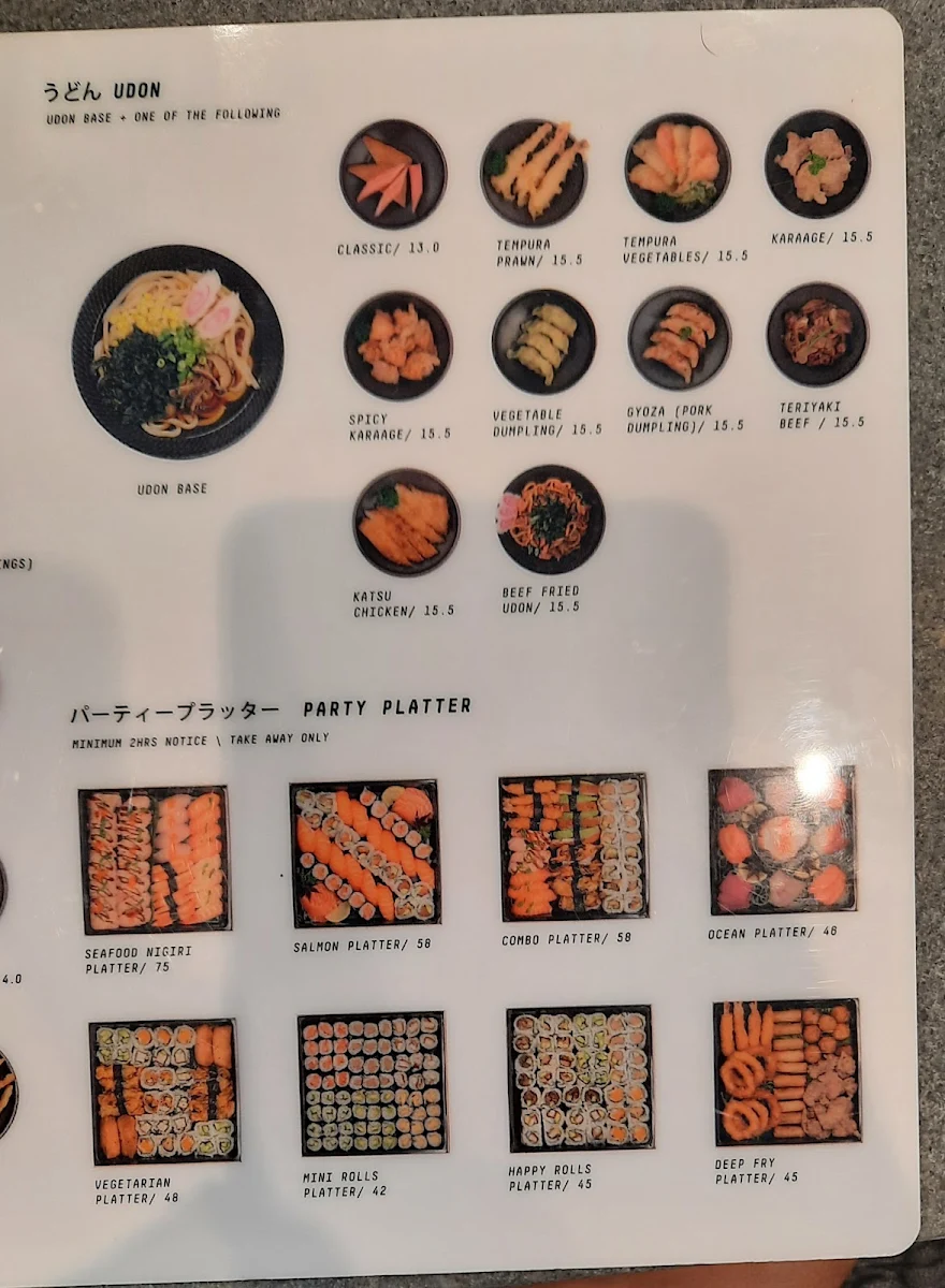 Menu, Kintaro Sushi