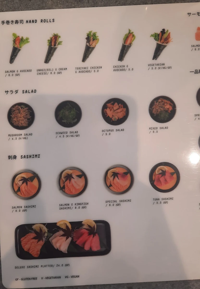 Menu, Kintaro Sushi