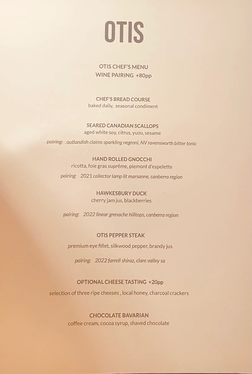 Menu, OTIS Dining Hall
