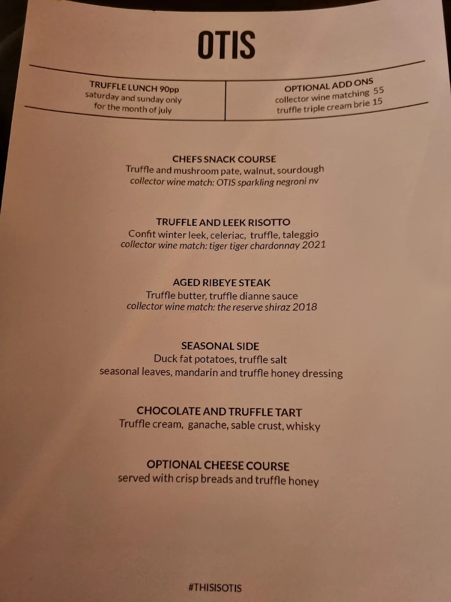 Menu, OTIS Dining Hall