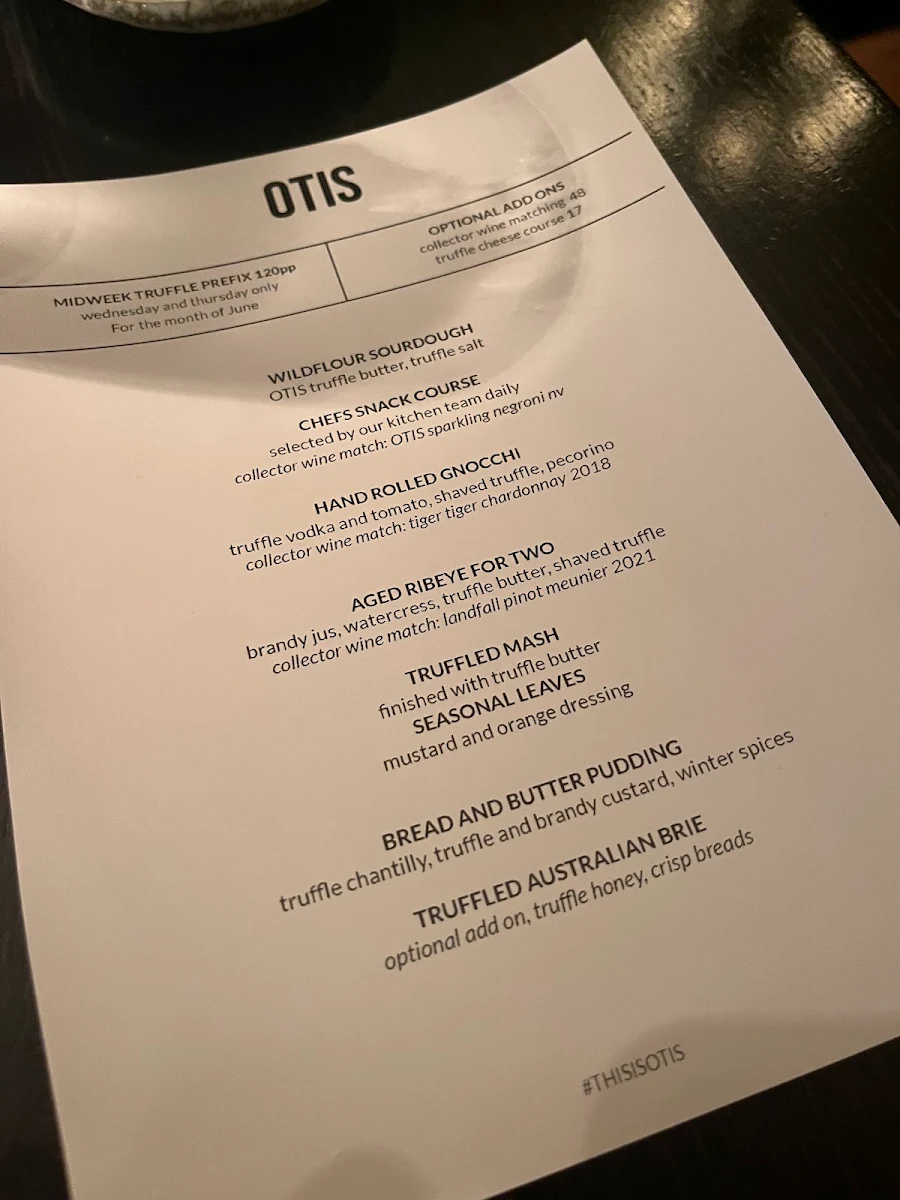 Menu, OTIS Dining Hall