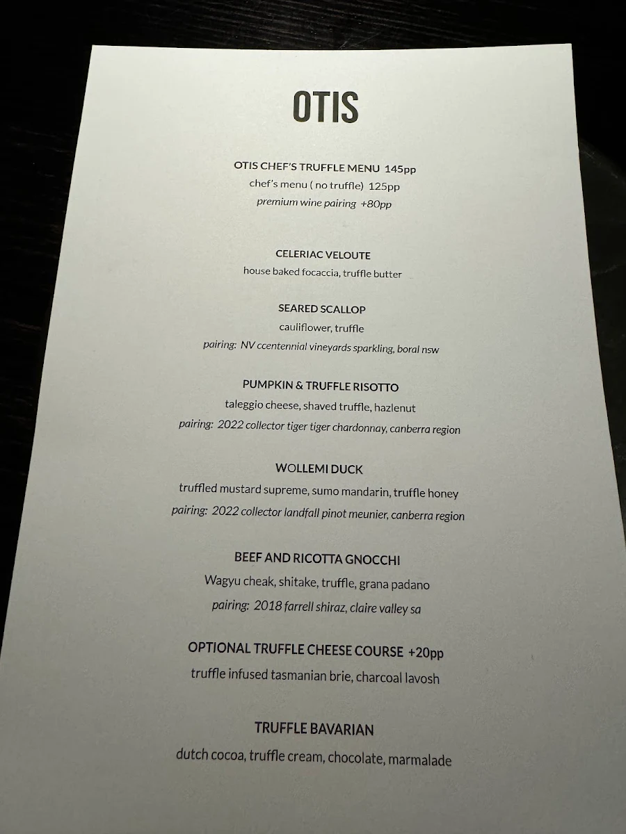 Menu, OTIS Dining Hall