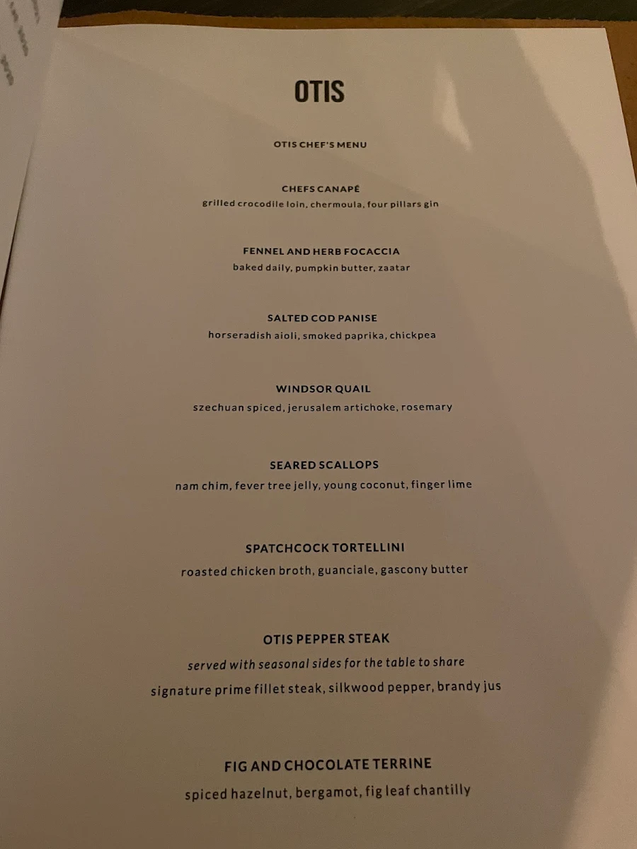 Menu, OTIS Dining Hall