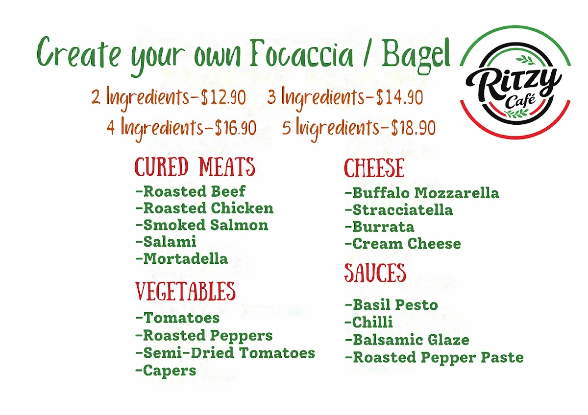 Menu, Ritzy Cafe’