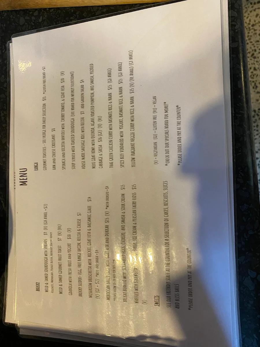 Menu, The Anxious Goat