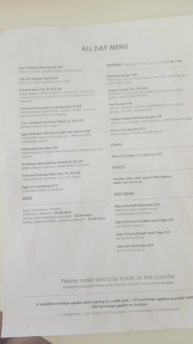 Menu, The Pass Cafe