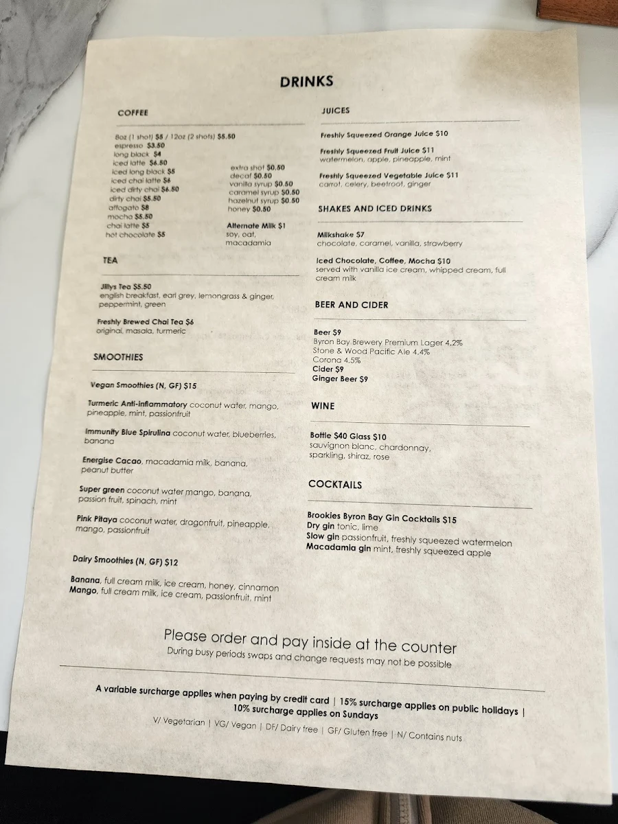 Menu, The Pass Cafe