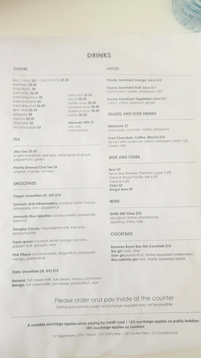 Menu, The Pass Cafe