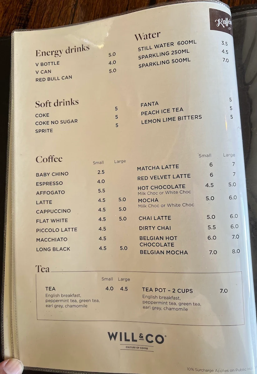 Menu, Kaffeine & Co Yagoona