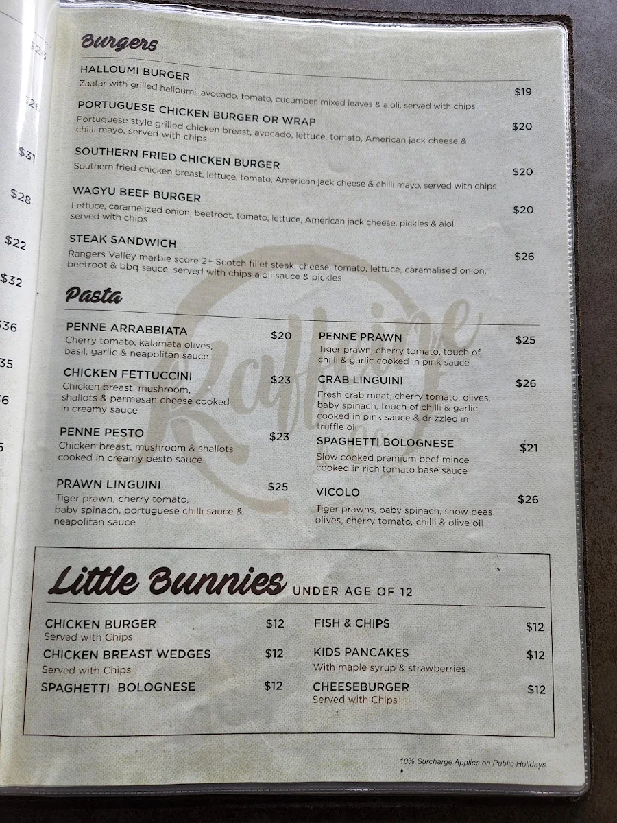 Menu, Kaffeine & Co Yagoona