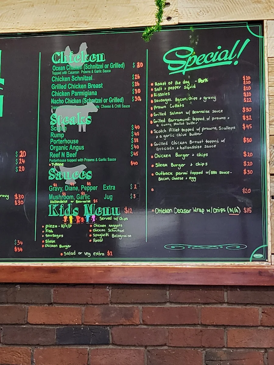 Menu, Empire Hotel