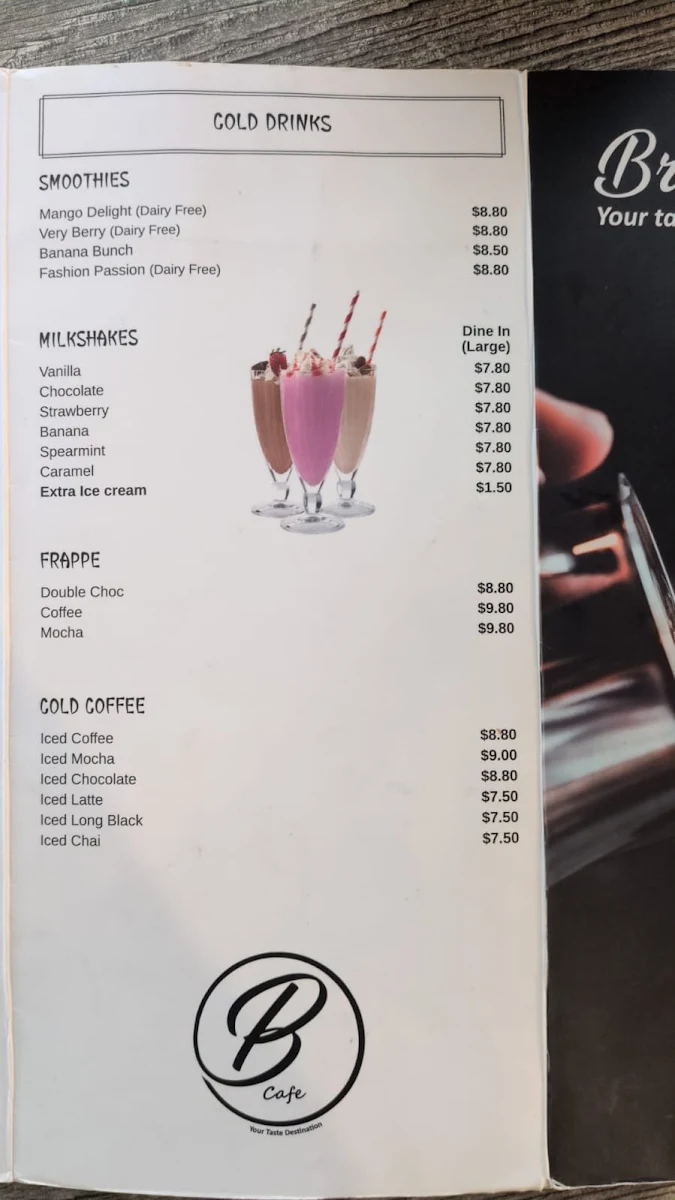 Menu, Brooklane Cafe