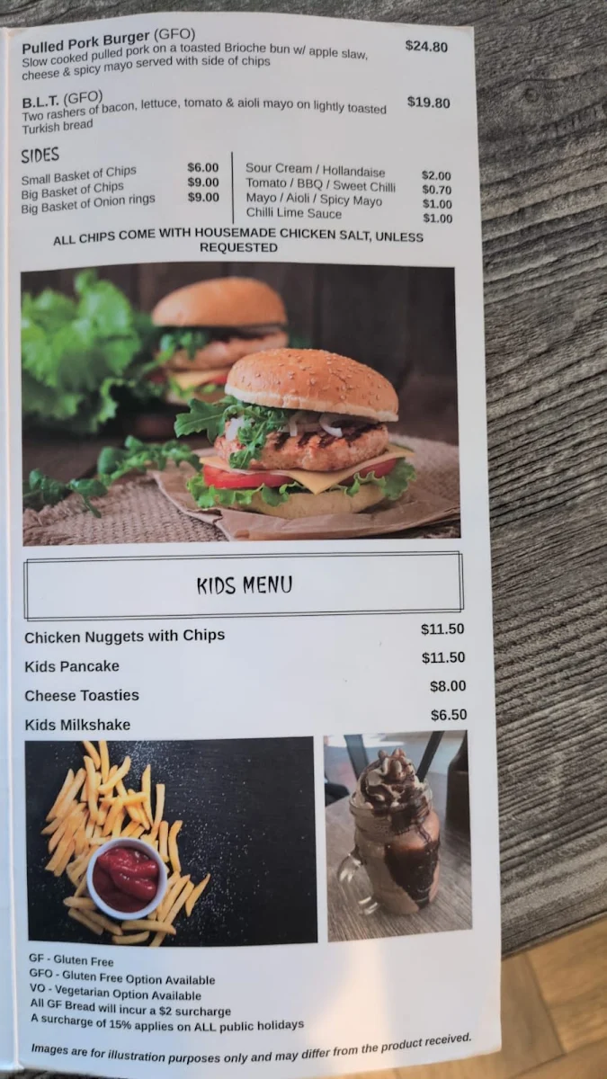 Menu, Brooklane Cafe
