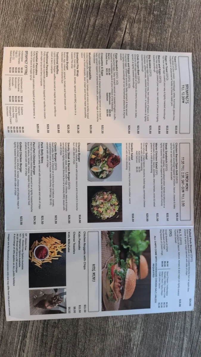 Menu, Brooklane Cafe
