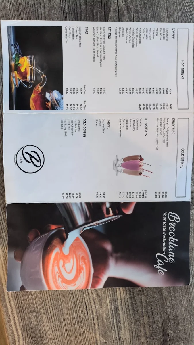 Menu, Brooklane Cafe