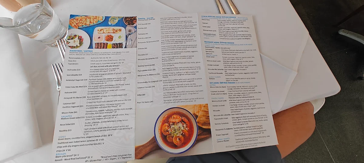 Menu, Medusa Greek Taverna
