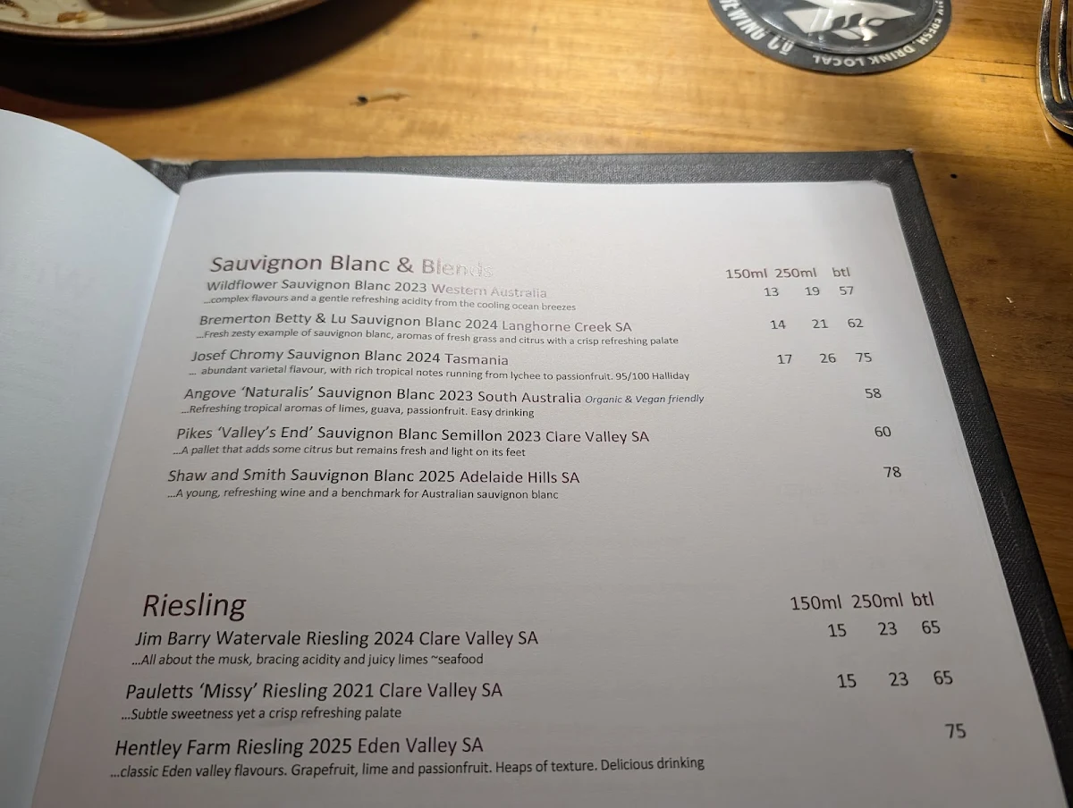 Menu, Ochre Restaurant and Catering