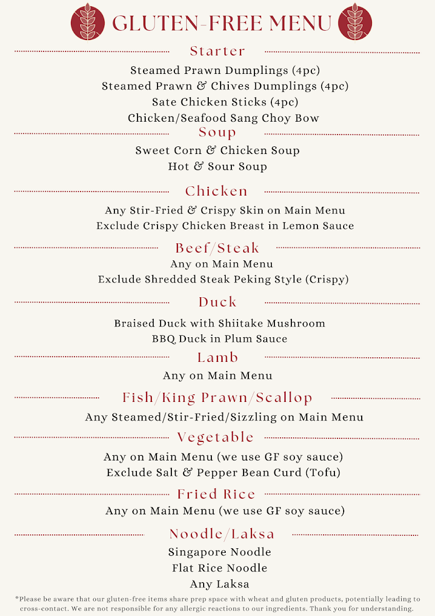 Menu, Illawong Chinese & Seafood Restaurant