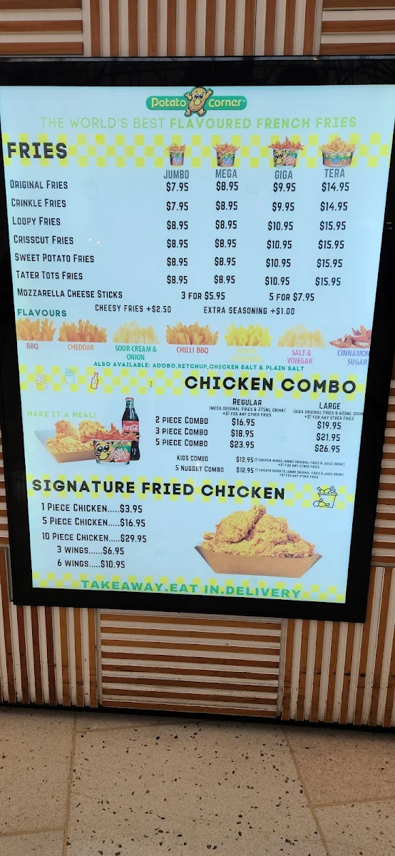Menu, Potato Corner