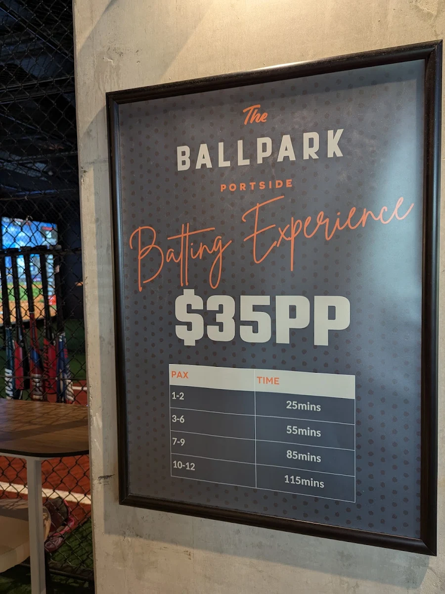 Menu, The Ballpark Portside
