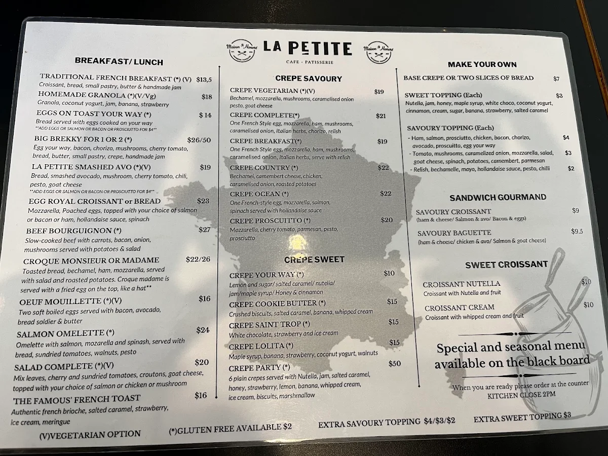 Menu, La Petite