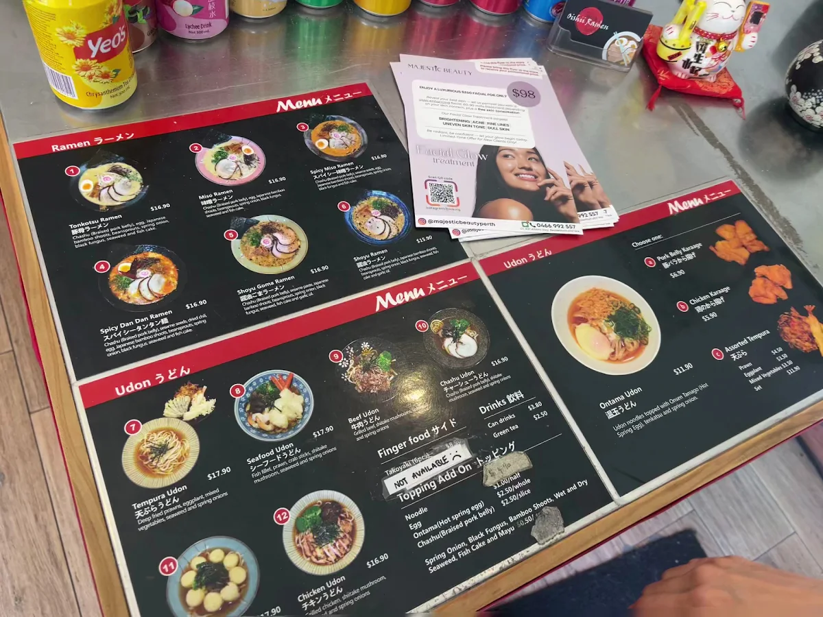 Menu, Oishii Ramen