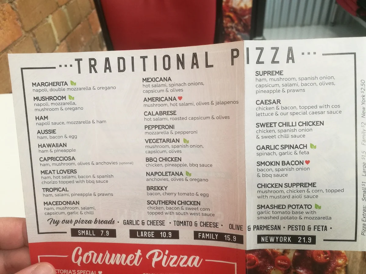 Menu, Victoria's Pizza ‘N’ Beyond - Melton