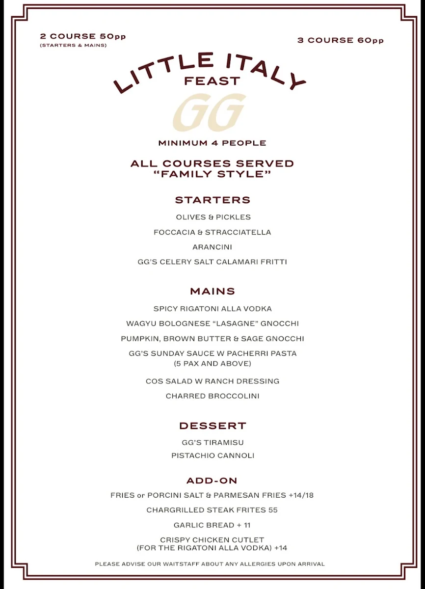 Menu, Good Gnocchi