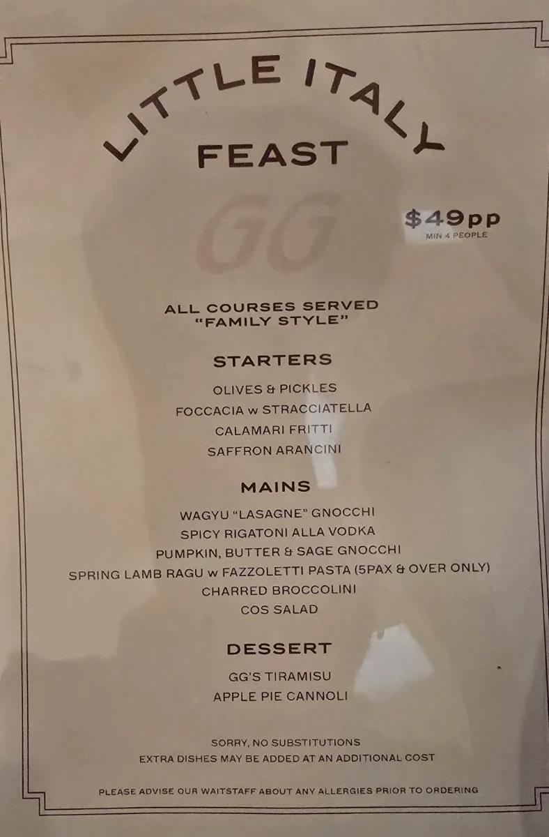 Menu, Good Gnocchi
