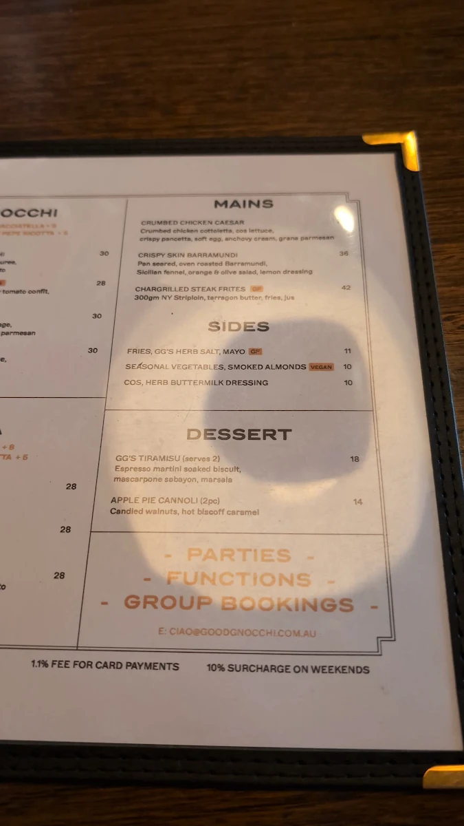 Menu, Good Gnocchi