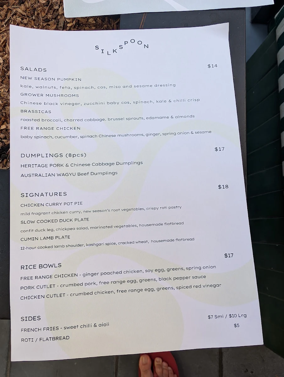 Menu, SilkSpoon