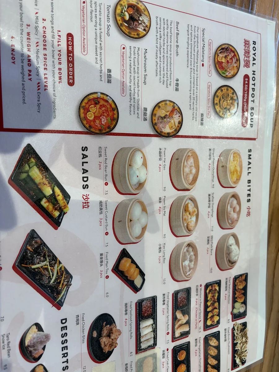 Menu, Royal Pot