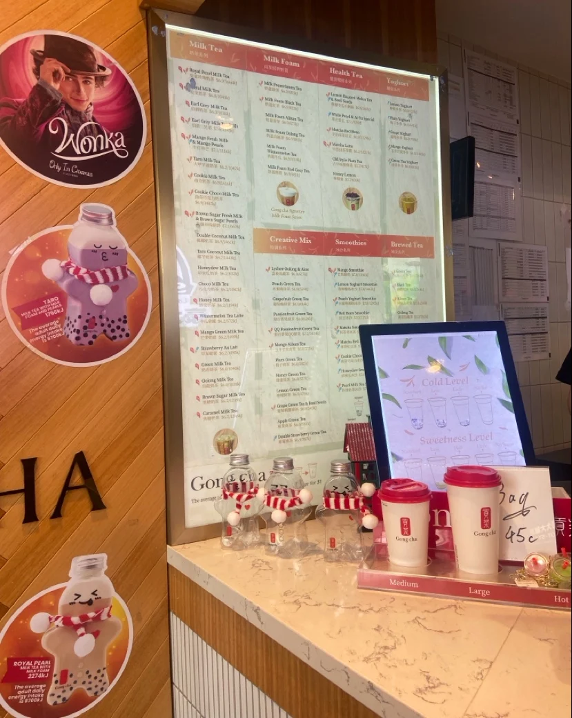 Menu, Gong Cha Adelaide Street