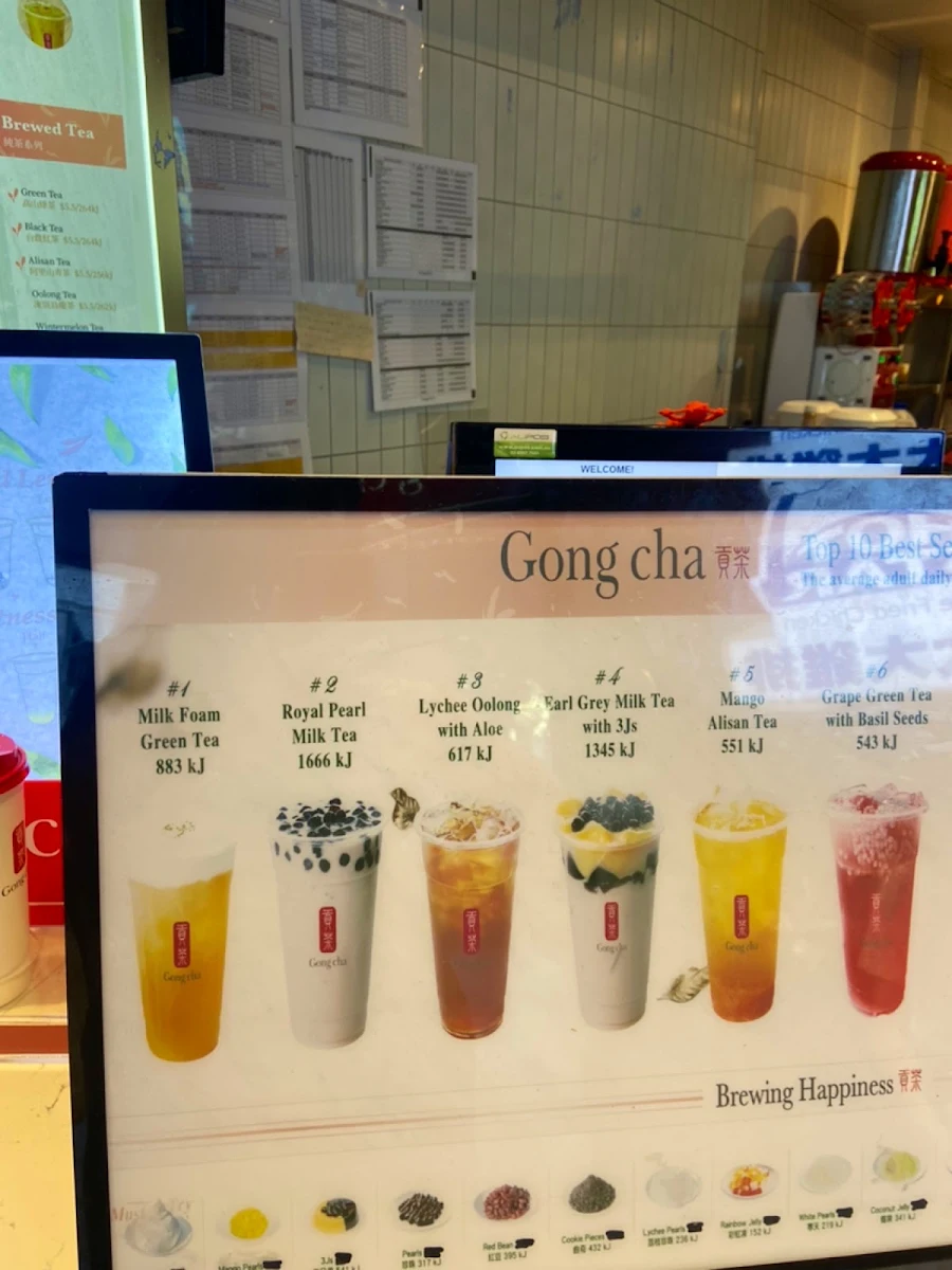 Menu, Gong Cha Adelaide Street