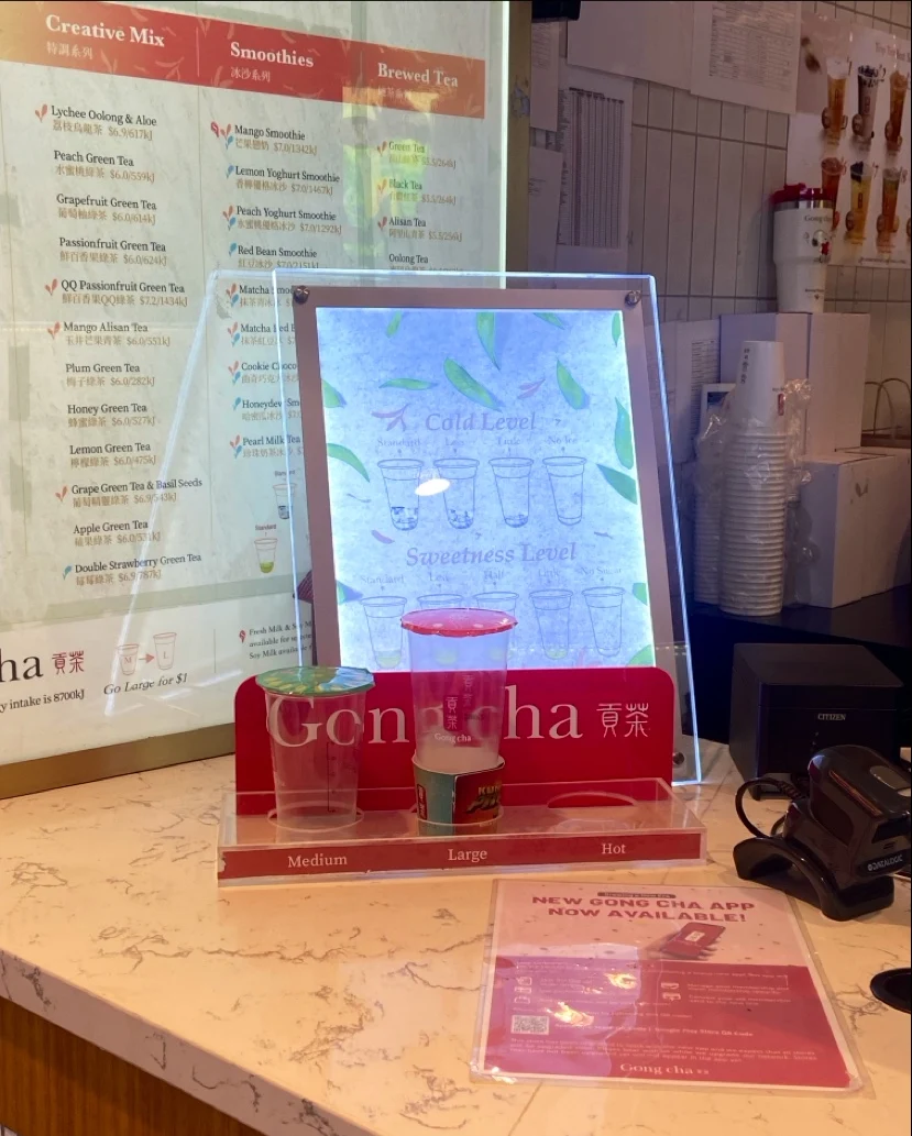Menu, Gong Cha Adelaide Street