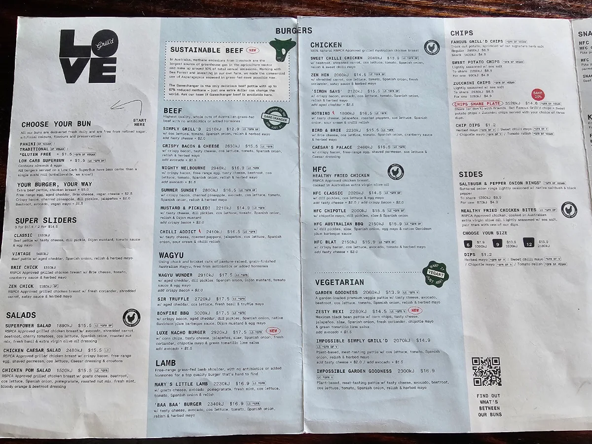 Menu, Grill'd Burgers - Point Cook