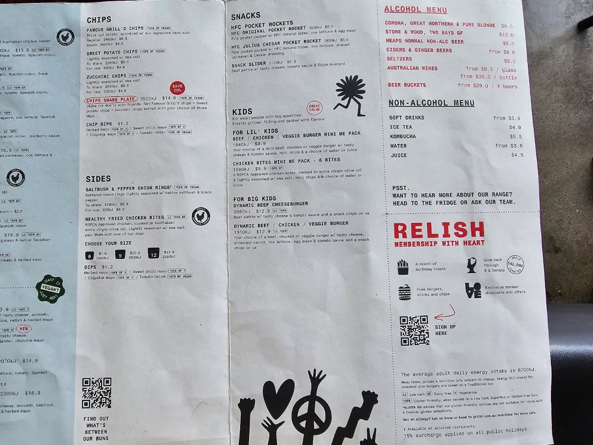 Menu, Grill'd Burgers - Point Cook