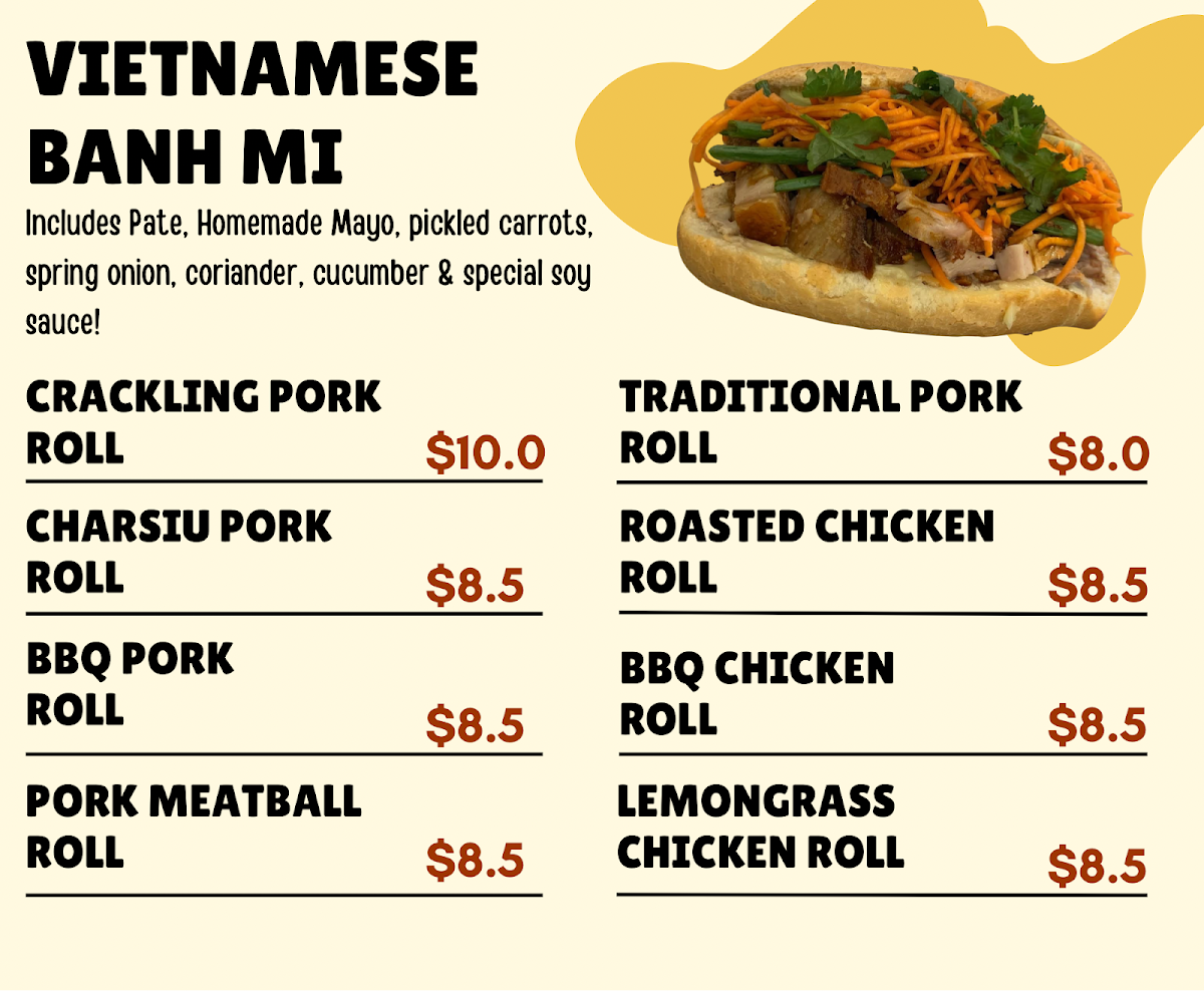 Menu, Huong Bakery