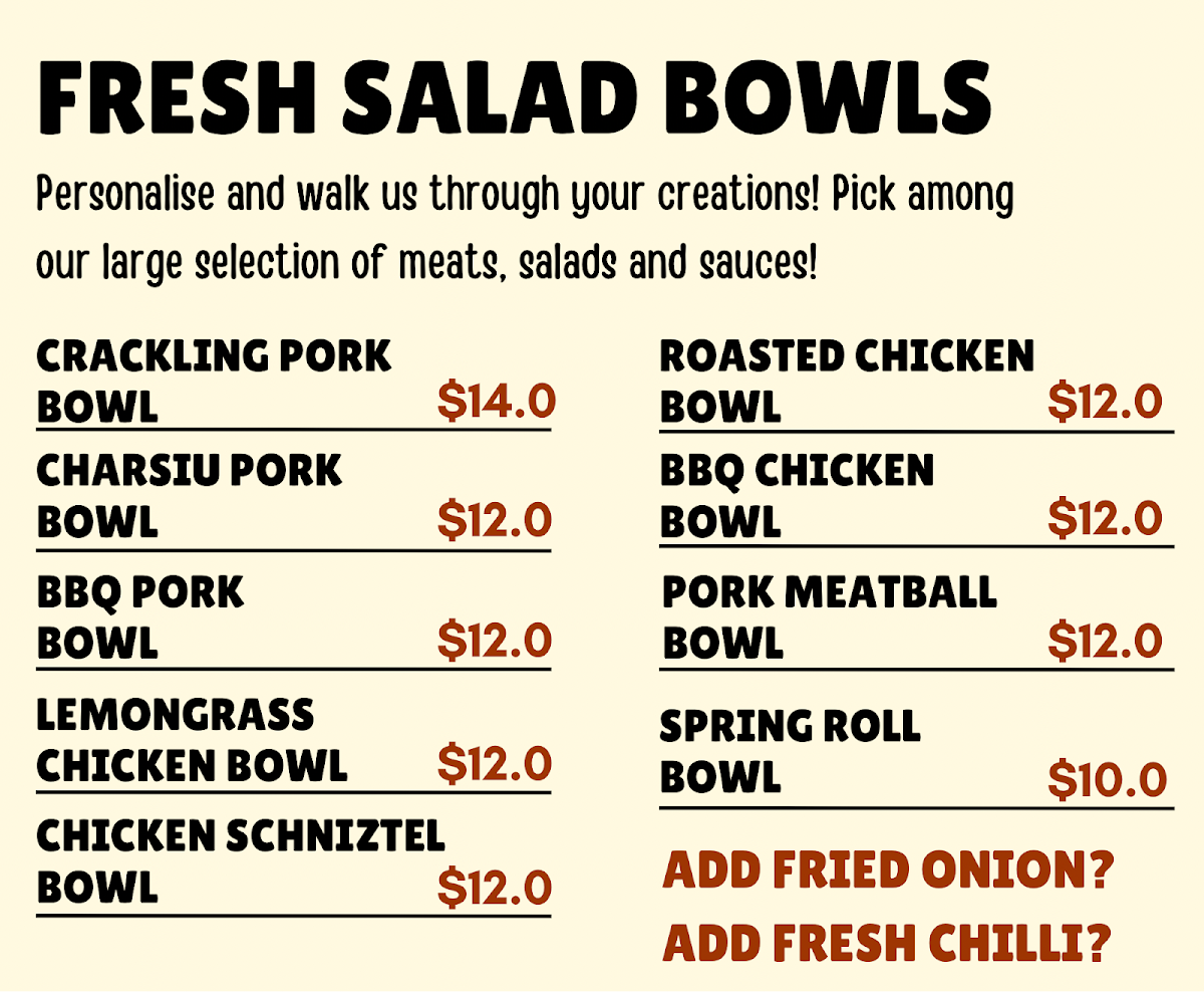 Menu, Huong Bakery