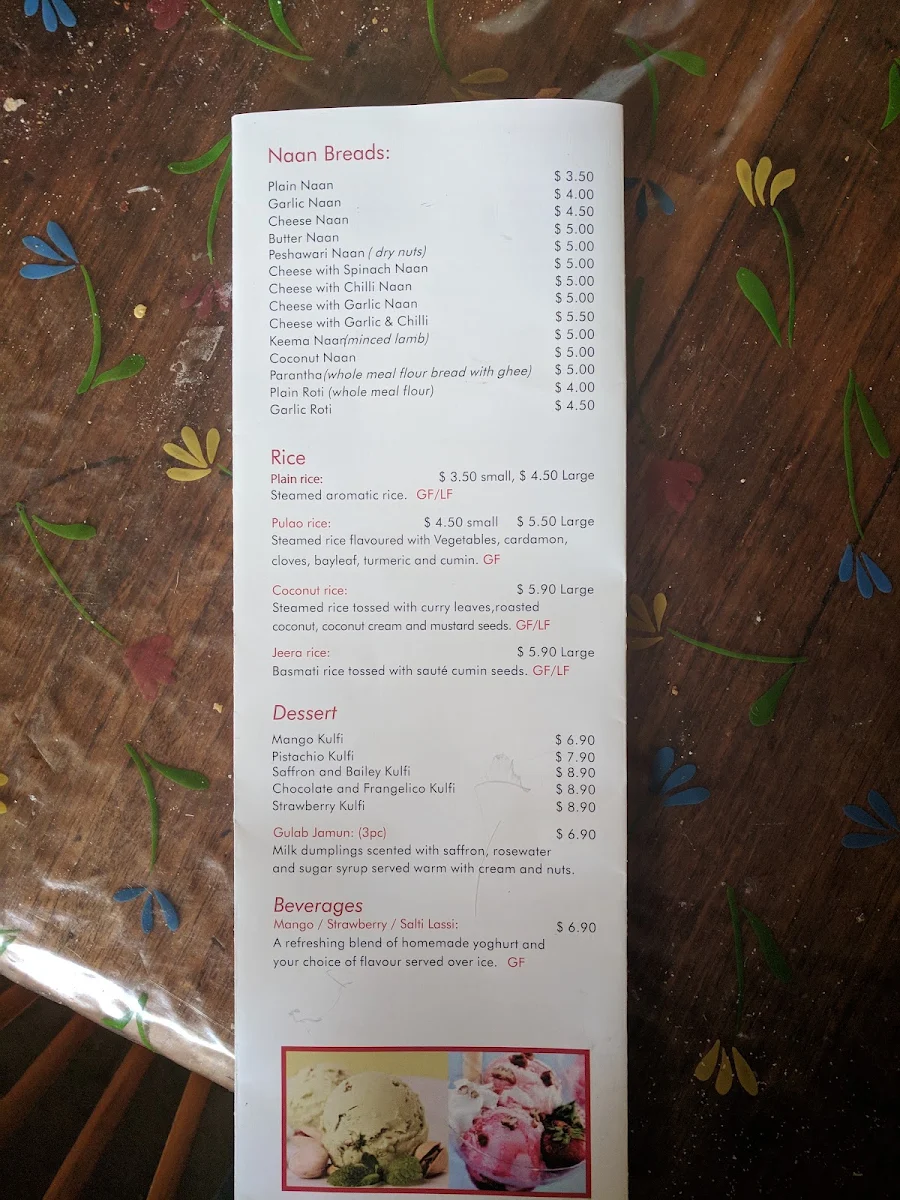 Menu, Tandoori Spice