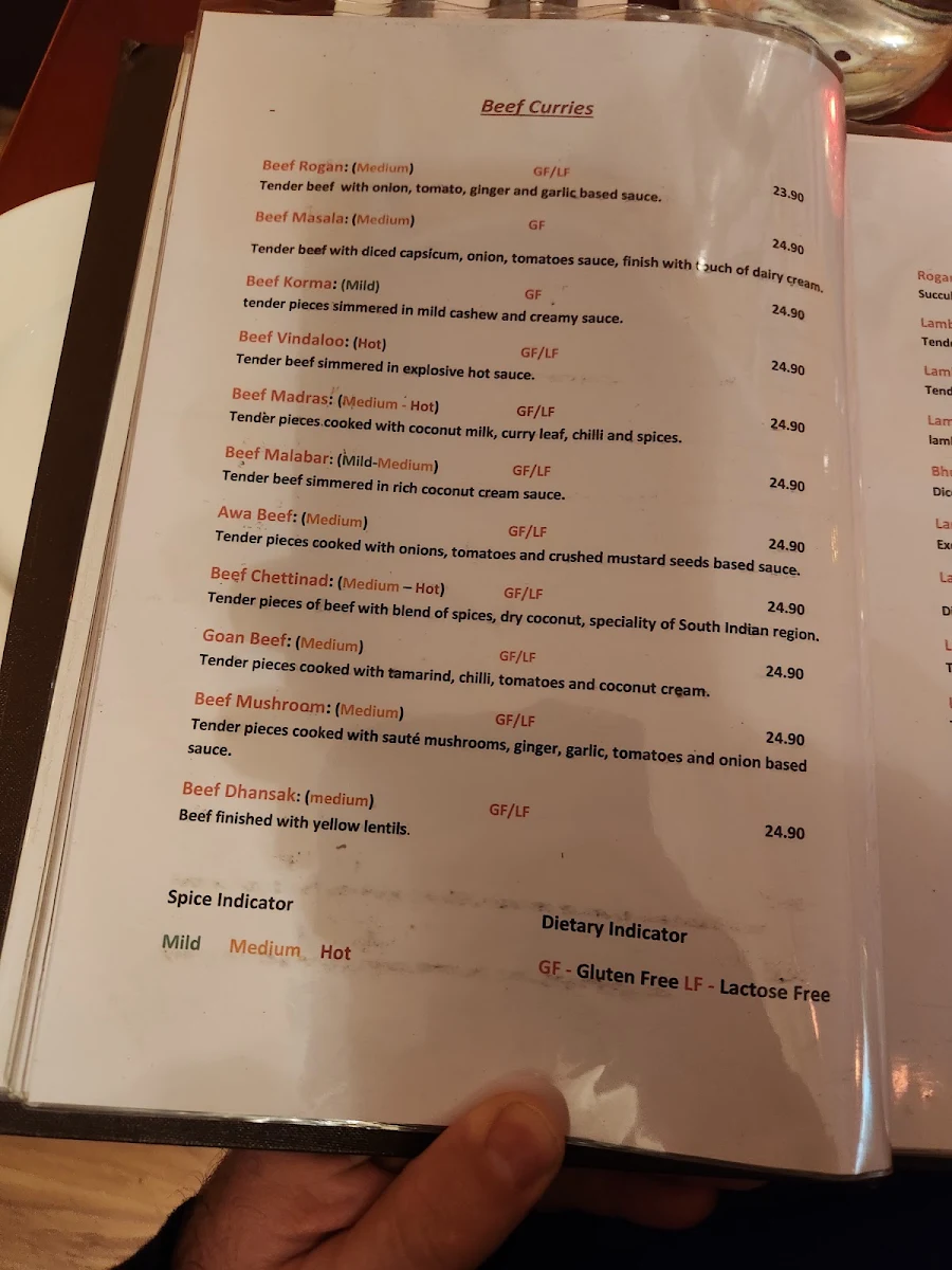 Menu, Tandoori Spice